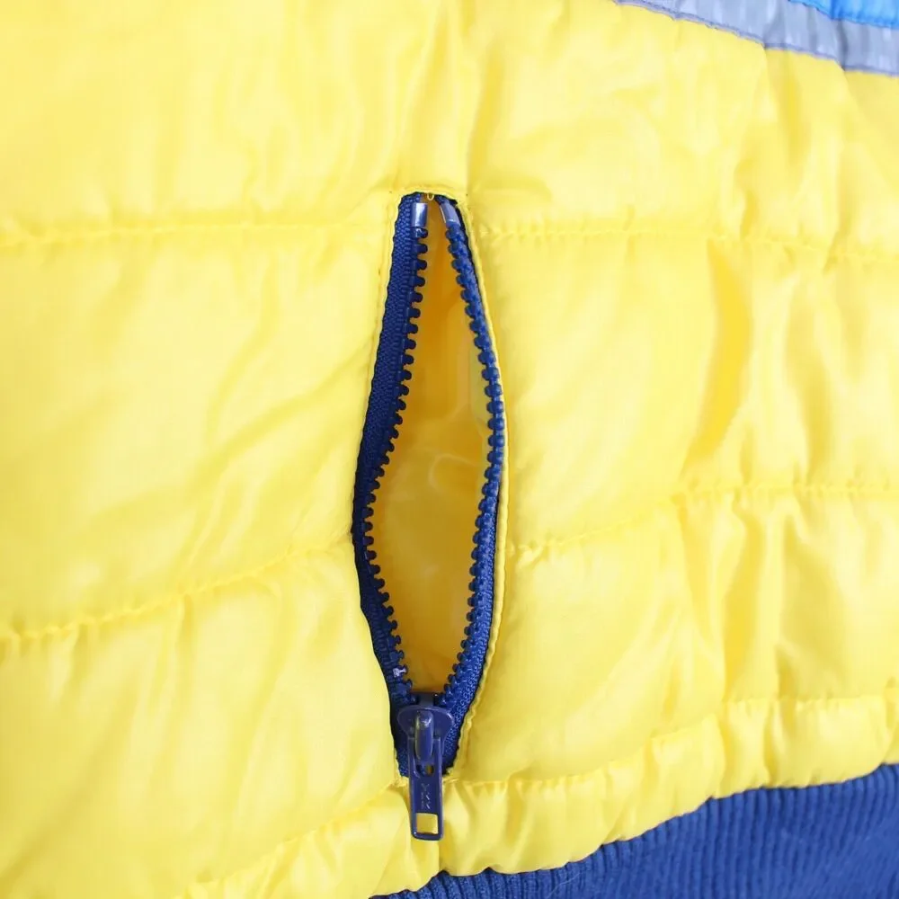 Vintage 80’s Girls Youth‎ Ski Jacket Size L JC Penney Puffer Yellow Striped Coat